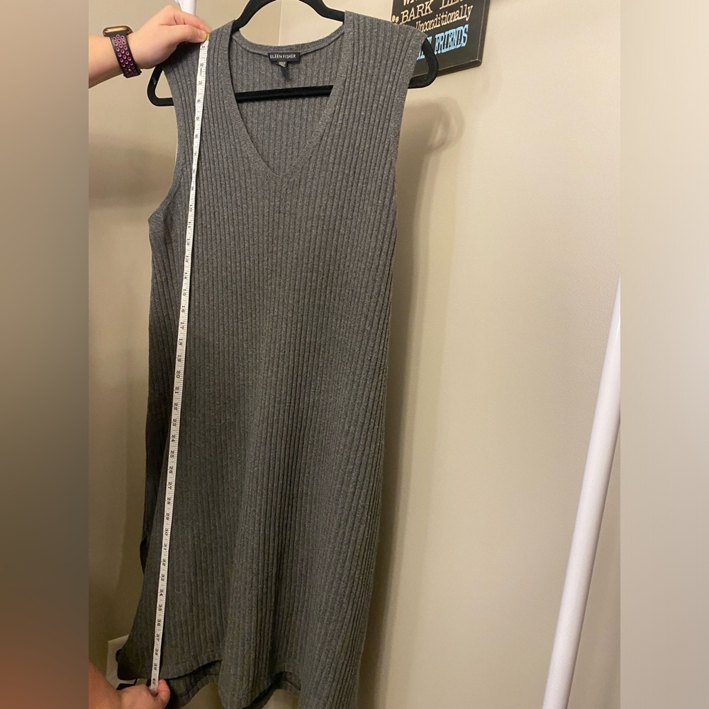 Eileen Fisher wool sleeveless v-neck sweater dress - Picture 8 of 8